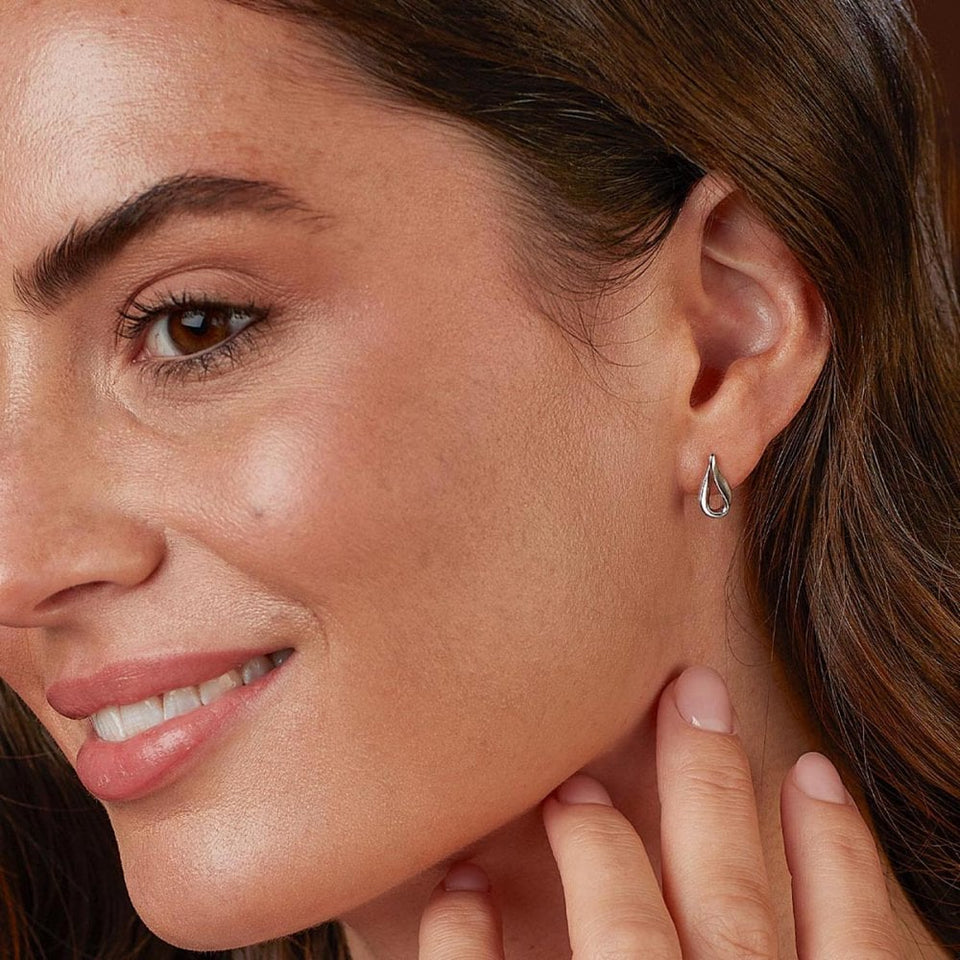 Kit Heath Ladies Serenity Rhodium Plated Dainty Stud Earrings
