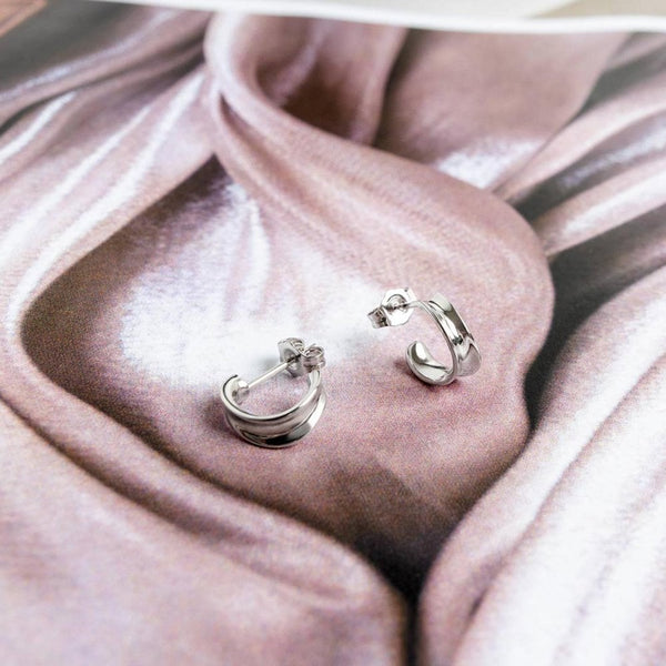 Kit Heath Ladies Serenity Rhodium Plated Hoop Earrings