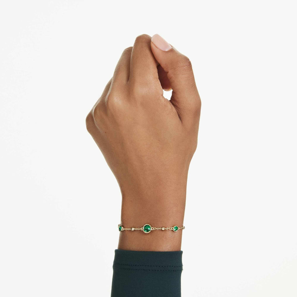 Swarovski Ladies Gold Tone Green Stone Imber Bracelet