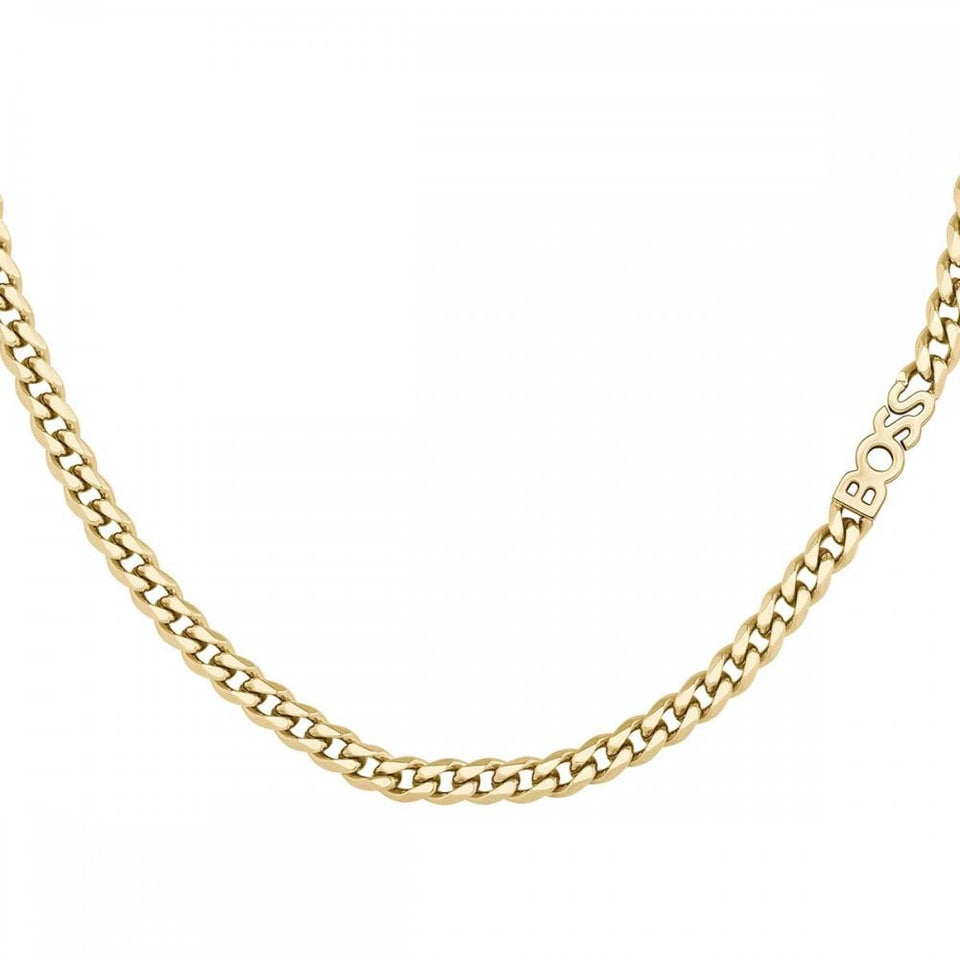 BOSS Ladies Kassy For Her Gold Plated Boss Curb Chain Necklace