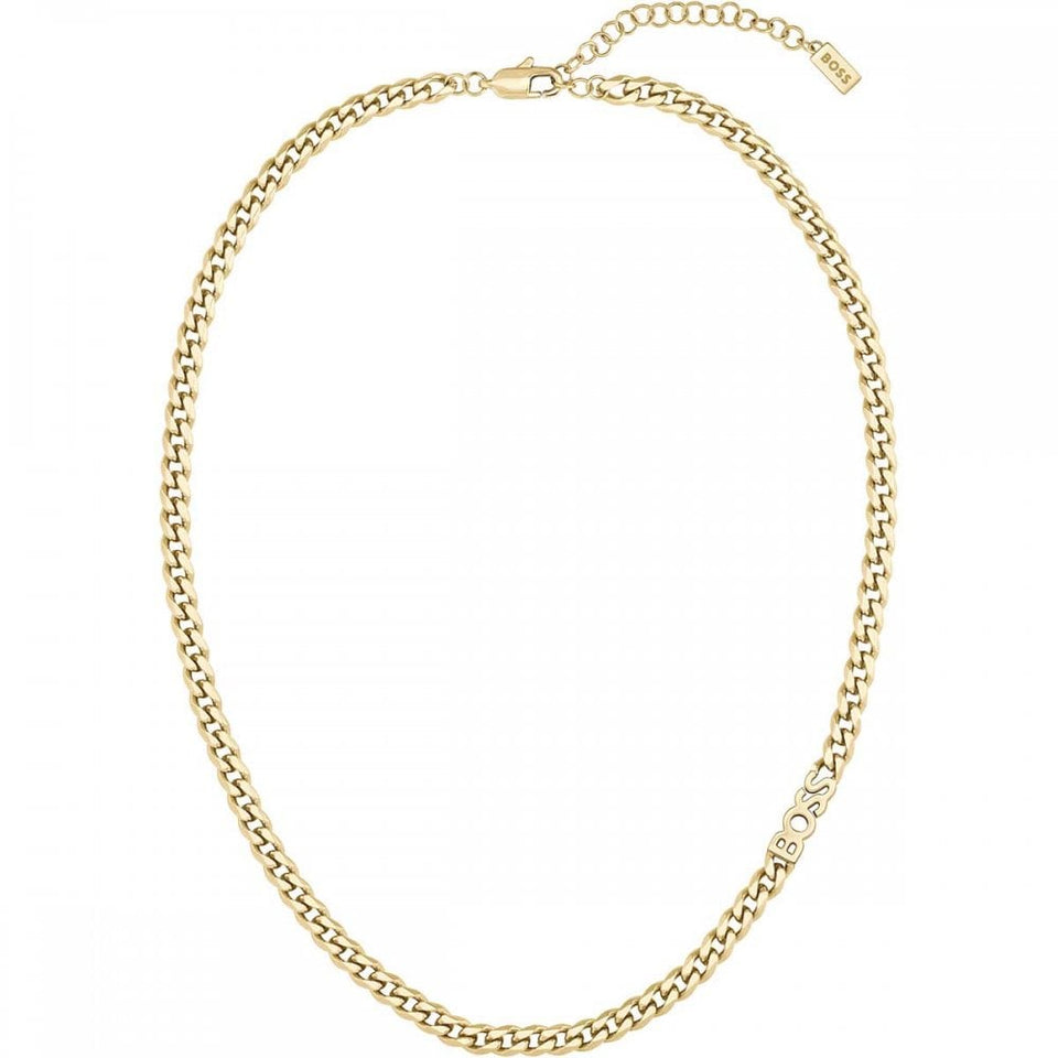 BOSS Ladies Kassy For Her Gold Plated Boss Curb Chain Necklace