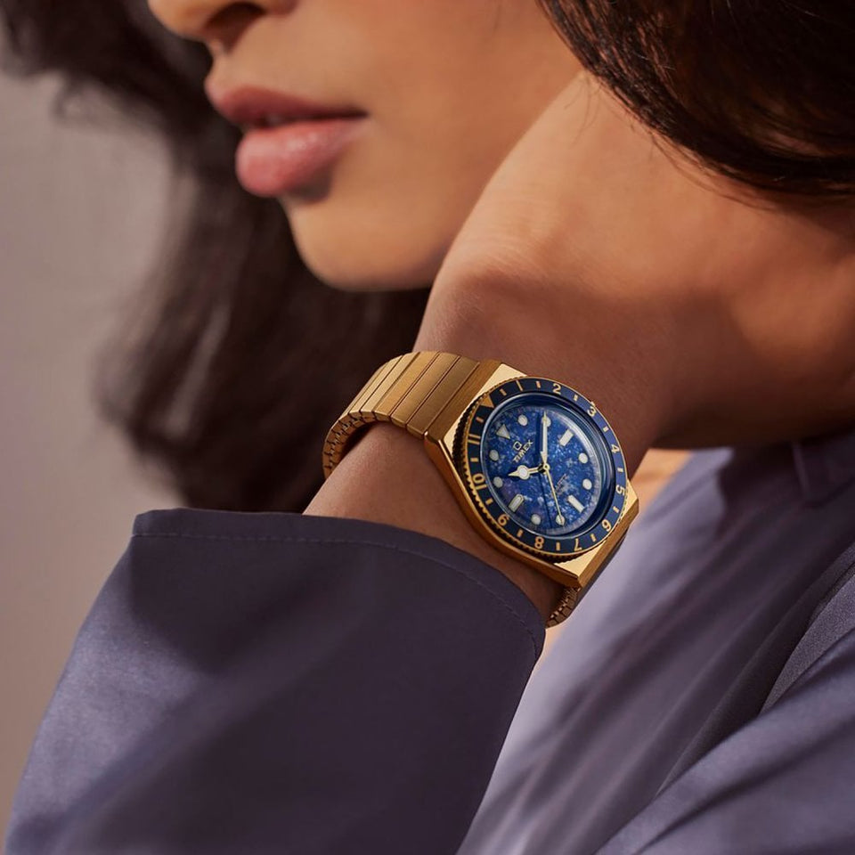 Timex Ladies Q Timex 36mm Llapis Lazuli  Dial Expansion Band Watch