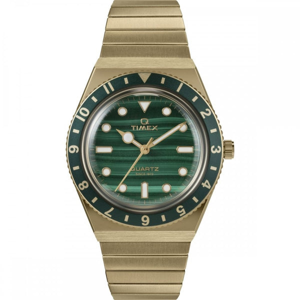Timex Ladies Q Timex 36mm Malachite Dial Expansion Band Watch