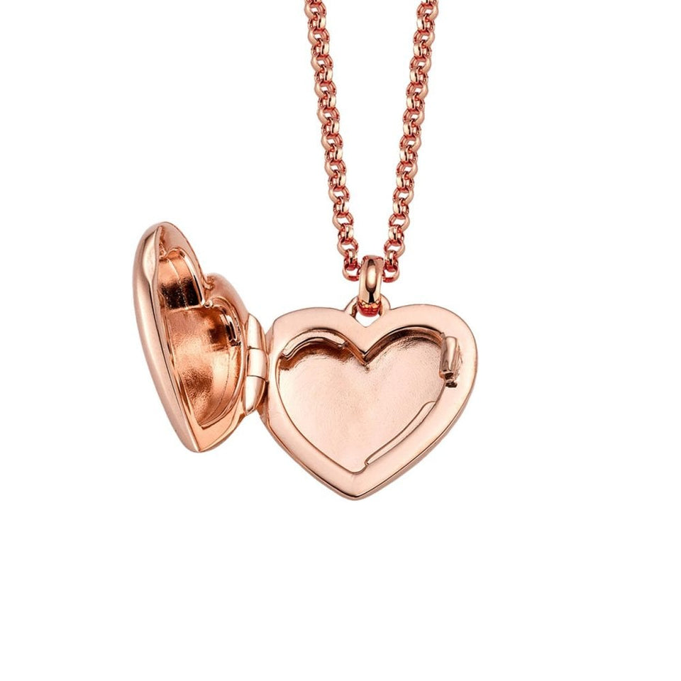 Little Star Chrysos Rose Gold Plated Heart Locket Necklace