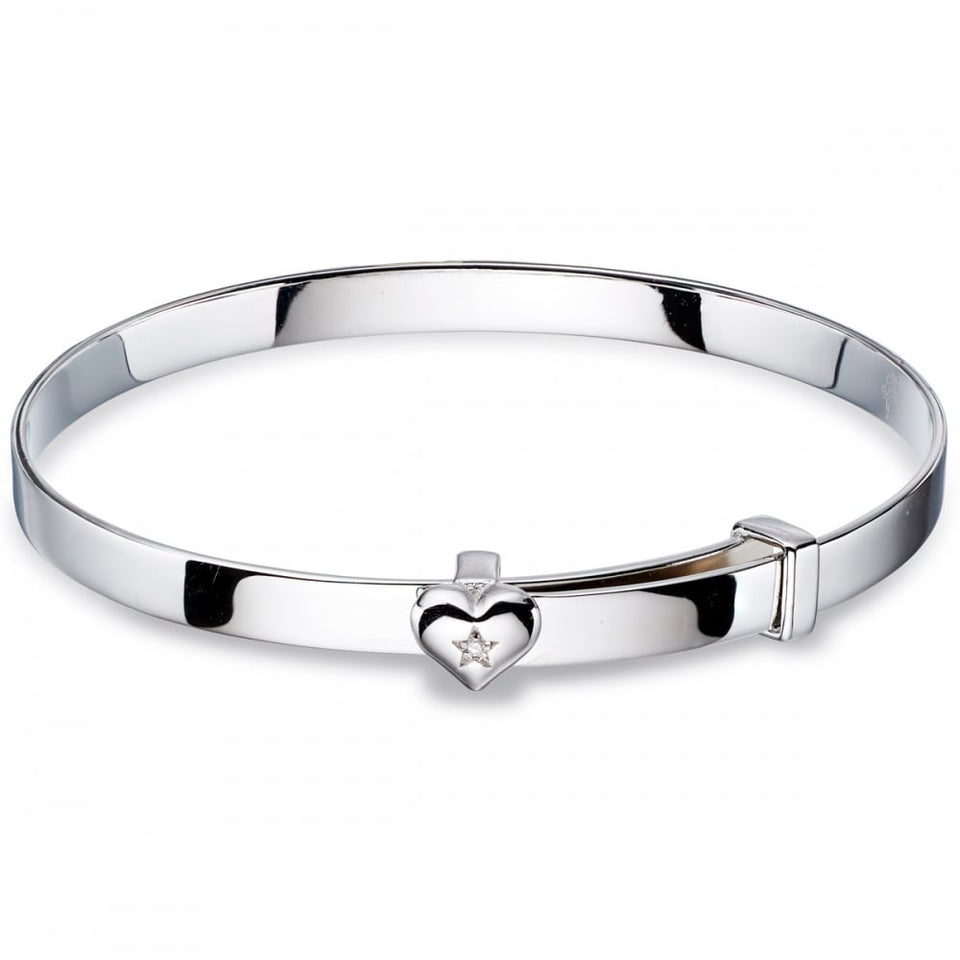 Little Star Girl's Gisele Diamond Set Heart Bangle