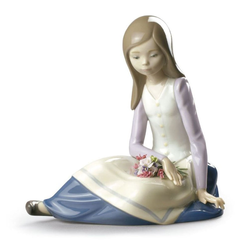 Lladro Contemplative Young Girl Figurine