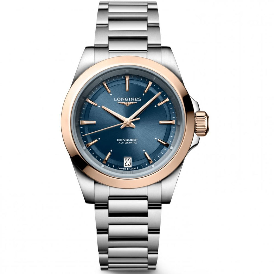 Longines Ladies Conquest 18ct Rose Gold 34mm Automatic Watch