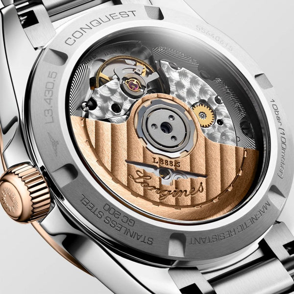 Longines Ladies Conquest 18ct Rose Gold 34mm Automatic Watch