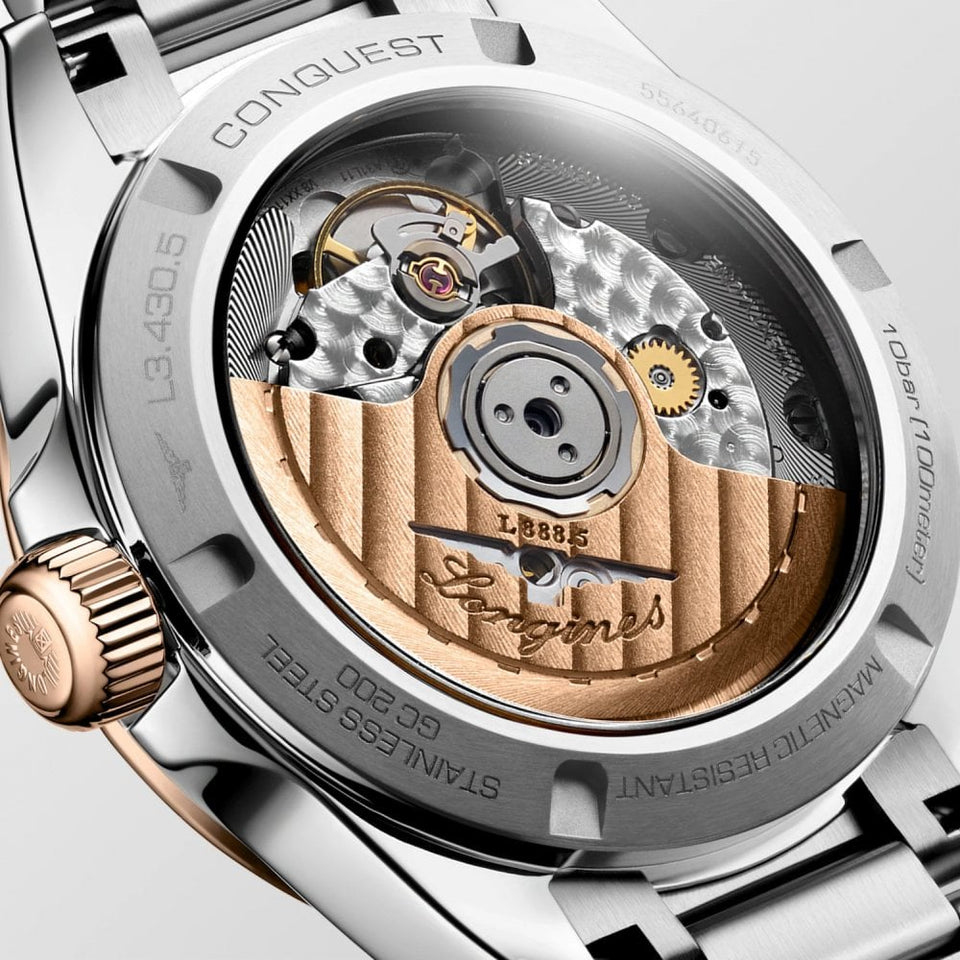 Longines Ladies Conquest 18ct Rose Gold 34mm Automatic Watch