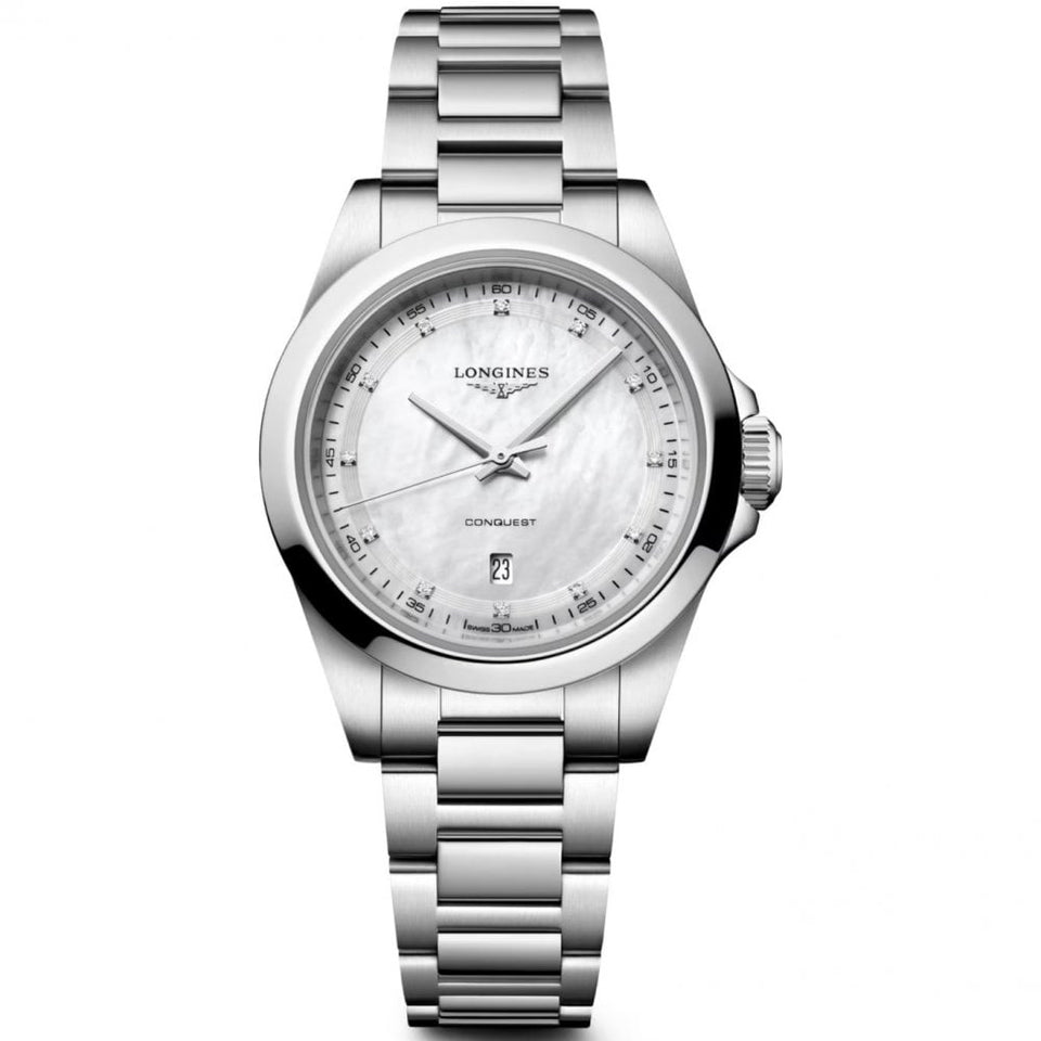 Longines Ladies Conquest 30mm Diamond Set Quartz Watch