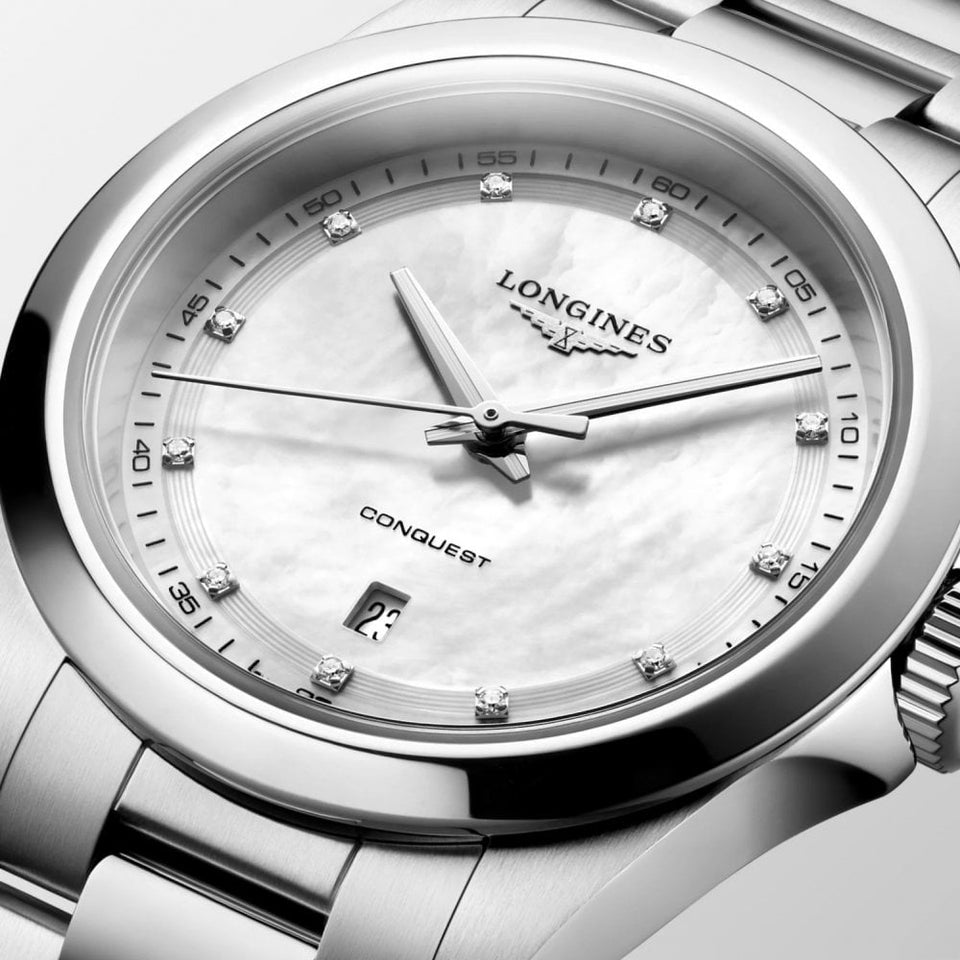 Longines Ladies Conquest 30mm Diamond Set Quartz Watch
