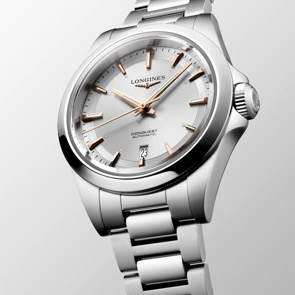 Longines Ladies' Conquest 30mm Sunray Silver Dial Bracelet Watch