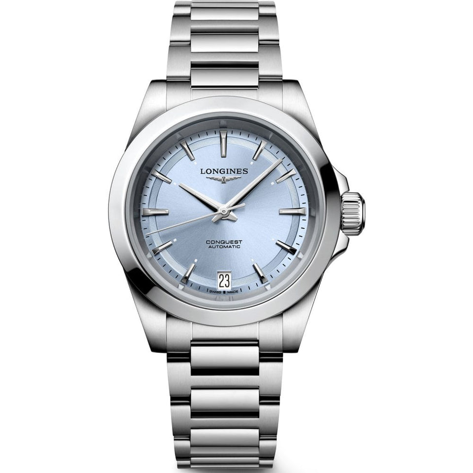 Longines Ladies' Conquest 34mm Sunray Blue Dial Bracelet Watch