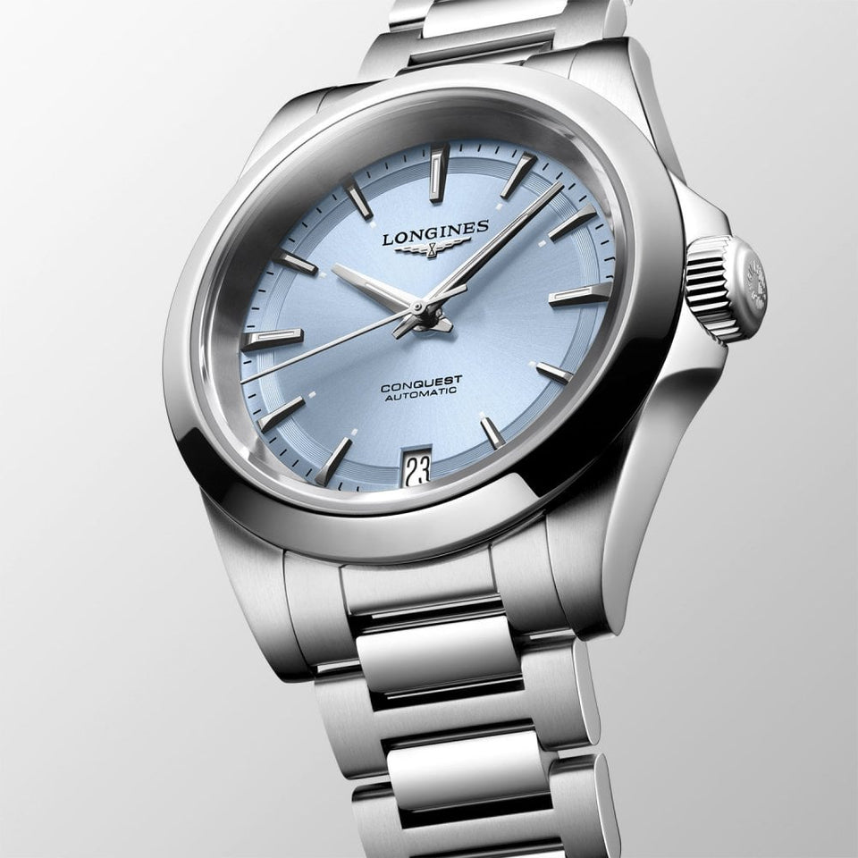 Longines Ladies' Conquest 34mm Sunray Blue Dial Bracelet Watch