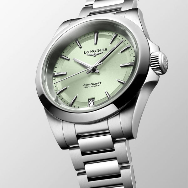 Longines Ladies' Conquest 34mm Sunray Green Dial Bracelet Watch