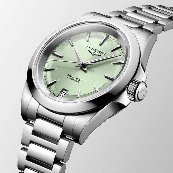 Longines Ladies' Conquest 34mm Sunray Green Dial Bracelet Watch