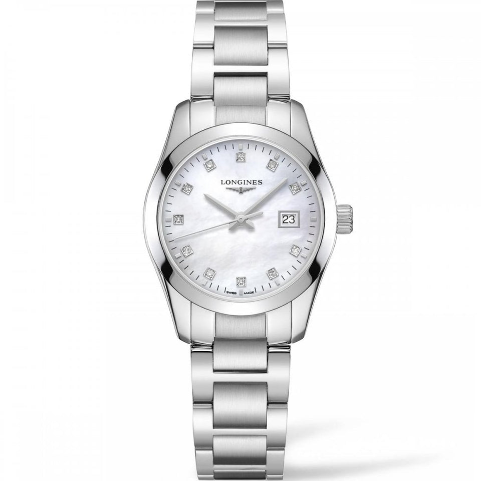 Longines Ladies CONQUEST CLASSIC Diamond 29.5mm Watch | White MoP