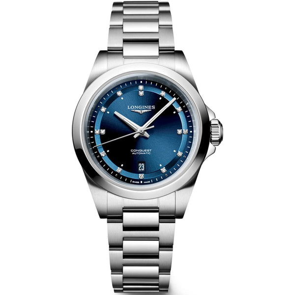 Longines Ladies' Conquest Diamond 30mm Sunray Blue Automatic Watch