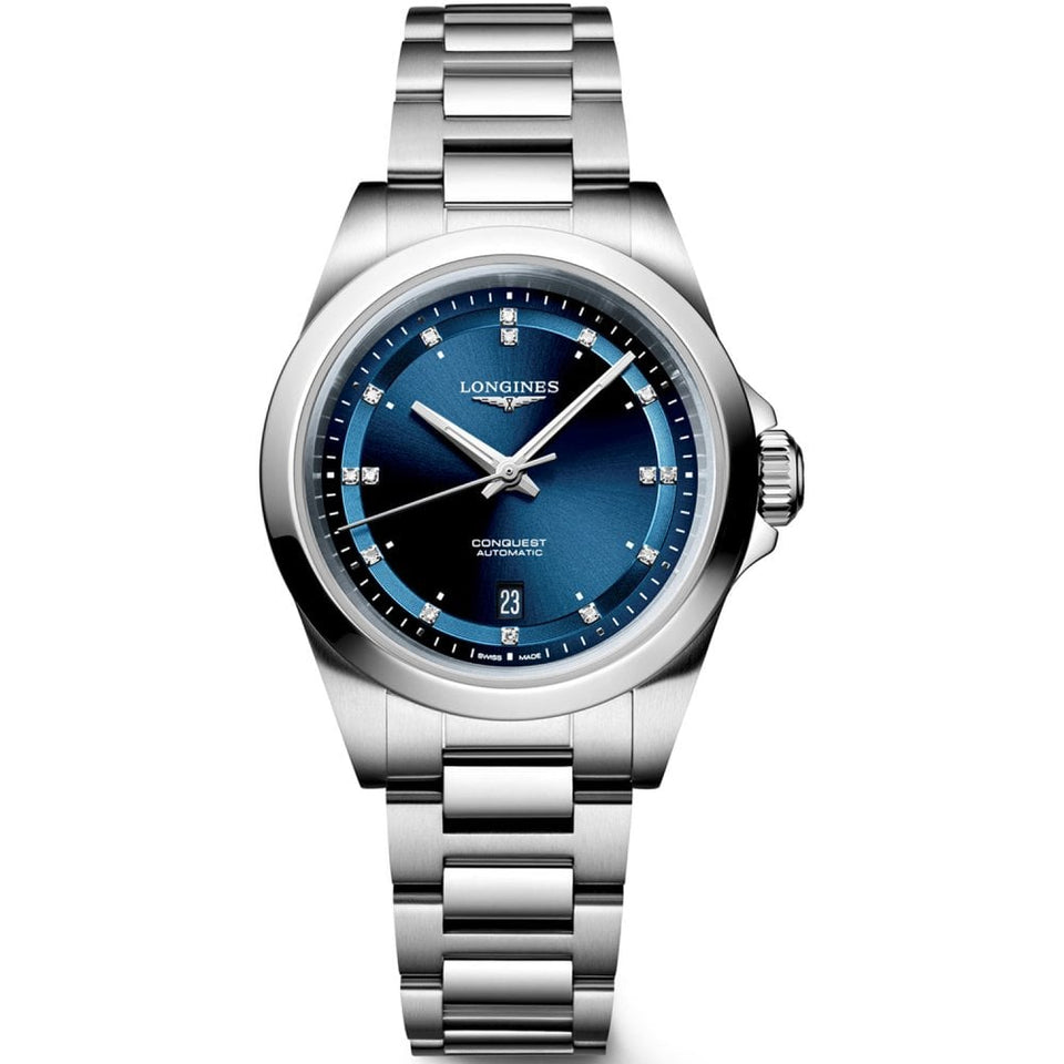 Longines Ladies' Conquest Diamond 30mm Sunray Blue Automatic Watch
