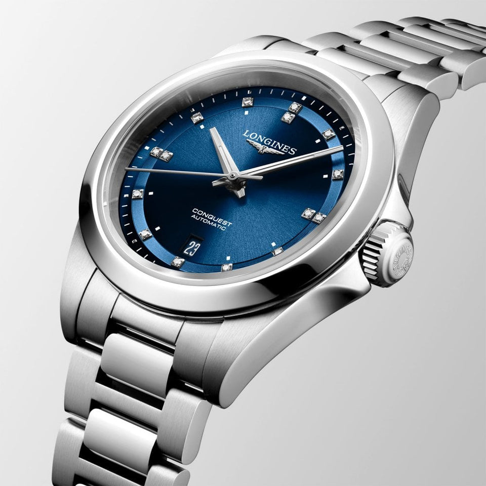 Longines Ladies' Conquest Diamond 30mm Sunray Blue Automatic Watch