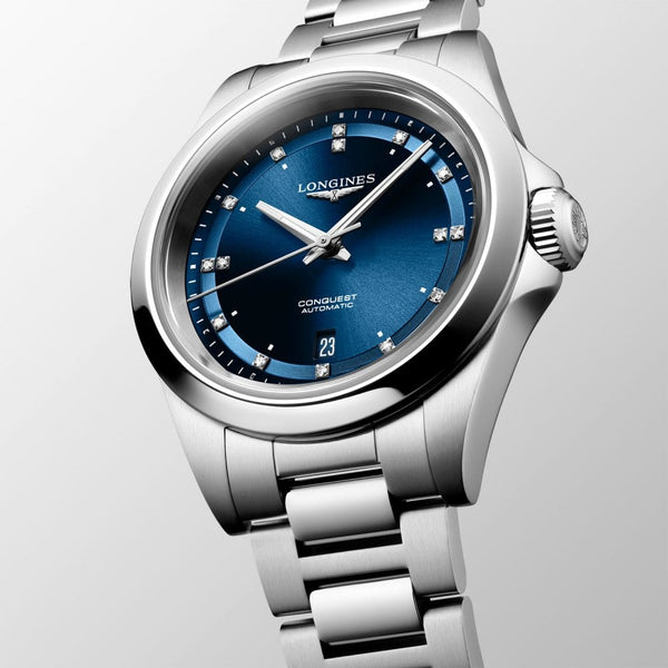 Longines Ladies' Conquest Diamond 30mm Sunray Blue Automatic Watch