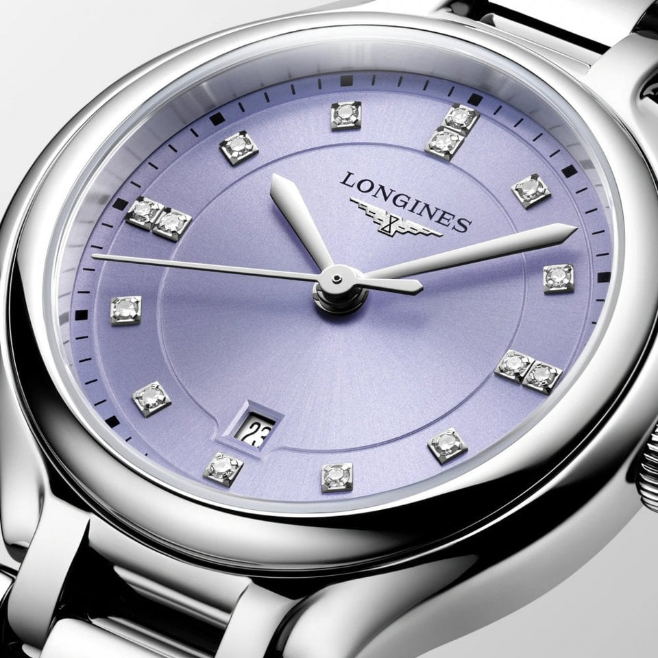 Longines Ladies Primaluna Lilac Diamond Set 30mm Quartz Watch