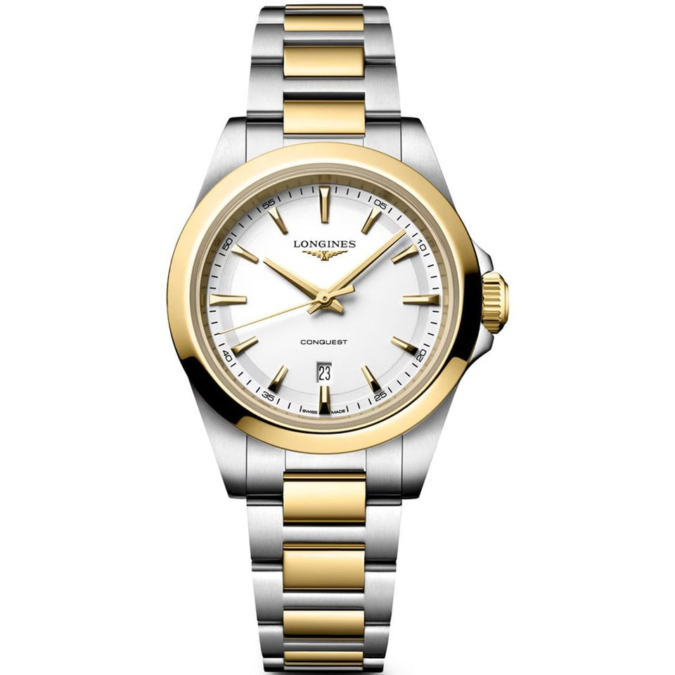Longines Ladies Two Tone Conquest 30mm Quartz Watch