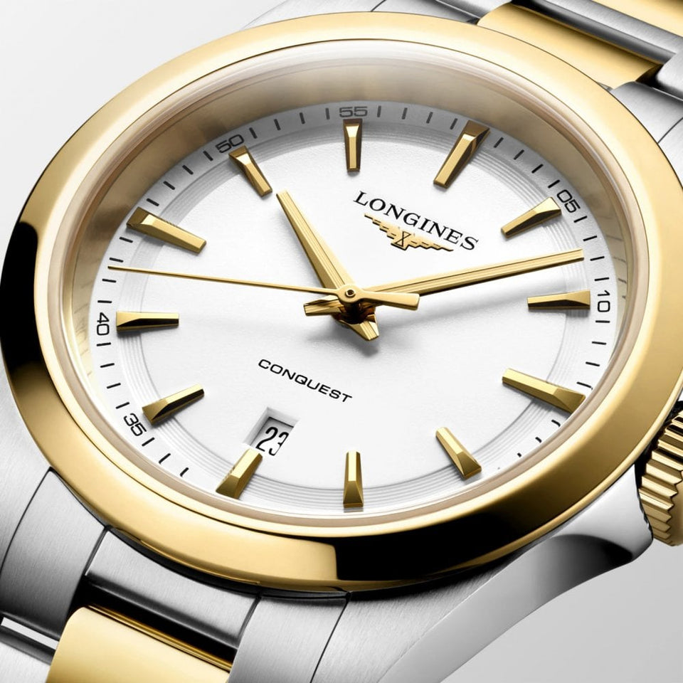Longines Ladies Two Tone Conquest 30mm Quartz Watch