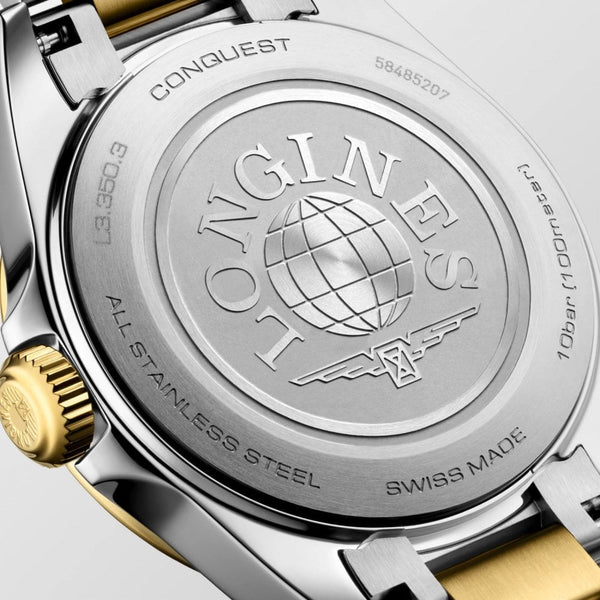 Longines Ladies Two Tone Conquest 30mm Quartz Watch