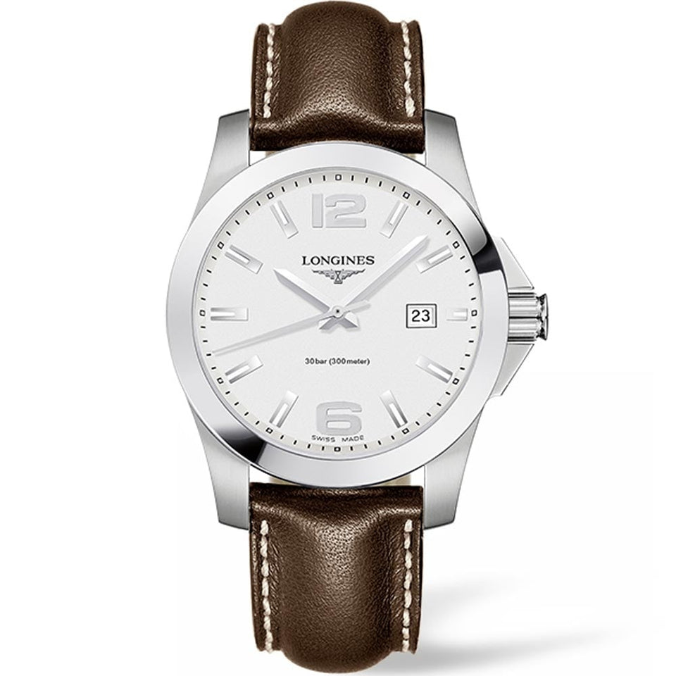 Longines Men's CONQUEST 41mm Quartz Watch | Brown Leather