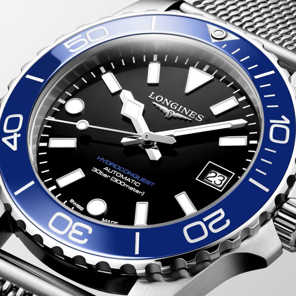 Longines Men's Hydroconquest 39mm Automatic Blue Dial Mesh Bracelet Watch