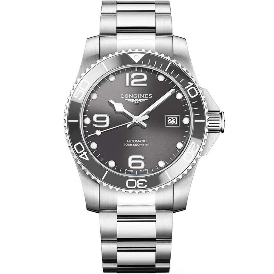 Longines Men's HYDROCONQUEST 41mm Automatic Grey Ceramic Bezel Watch