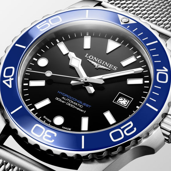Longines Men's Hydroconquest 42mm Automatic Blue Dial Mesh Bracelet Watch