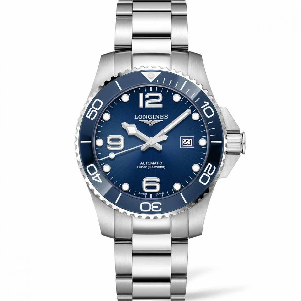 Longines Men's HYDROCONQUEST 43mm Blue Ceramic Bezel Automatic Watch