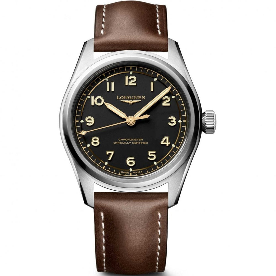 Longines Men's Spirit Pilot 39mm Automatic Brown Strap Watch