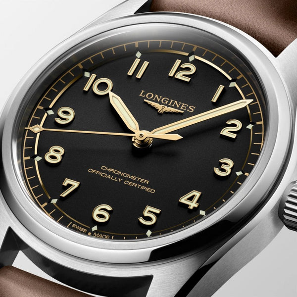 Longines Men's Spirit Pilot 39mm Automatic Brown Strap Watch