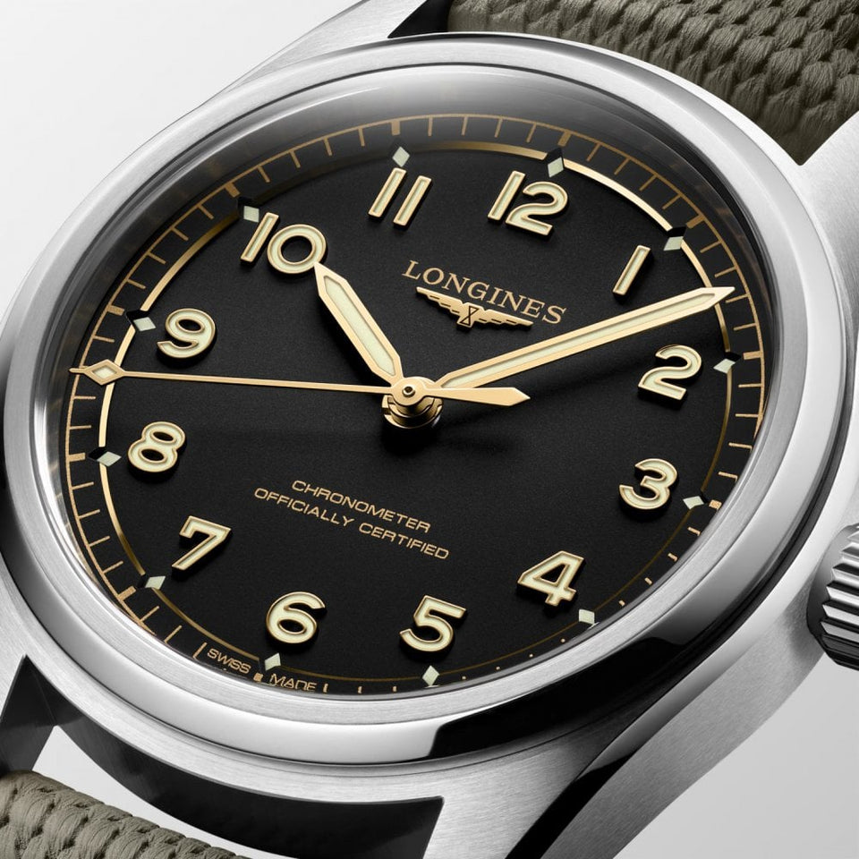 Longines Men's Spirit Pilot 39mm Automatic Rubber Strap Watch