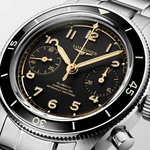 Longines Men's Spirit Pilot Flyback 39mm Mechanical Ceramic Bezel Watch
