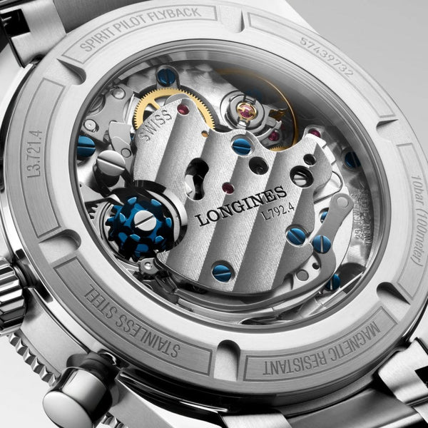 Longines Men's Spirit Pilot Flyback 39mm Mechanical Ceramic Bezel Watch