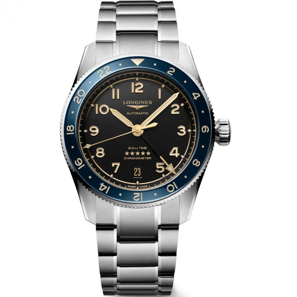 Longines Men's SPIRIT ZULU TIME 39mm Ceramic Bezel Watch