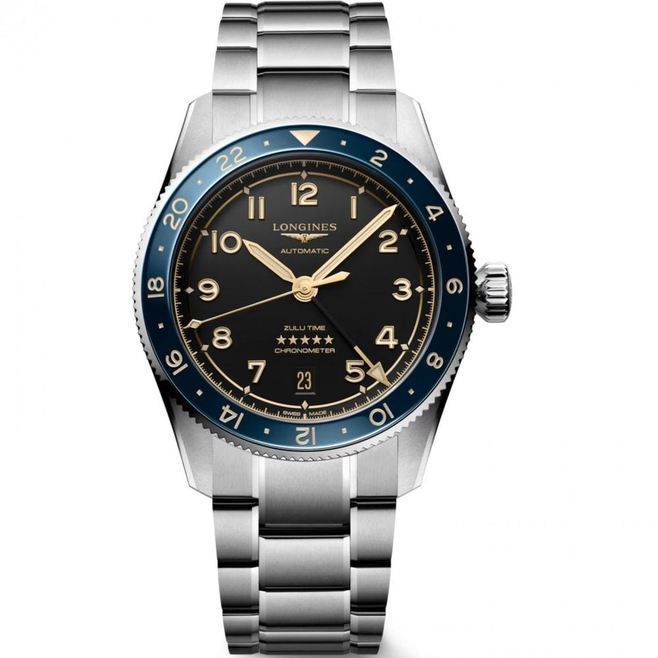Longines Men's SPIRIT ZULU TIME 39mm Ceramic Bezel Watch