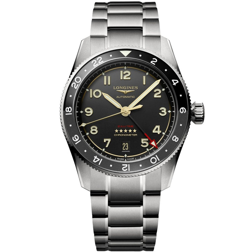 Longines Men's SPIRIT ZULU TIME 39mm Titanium GMT Watch