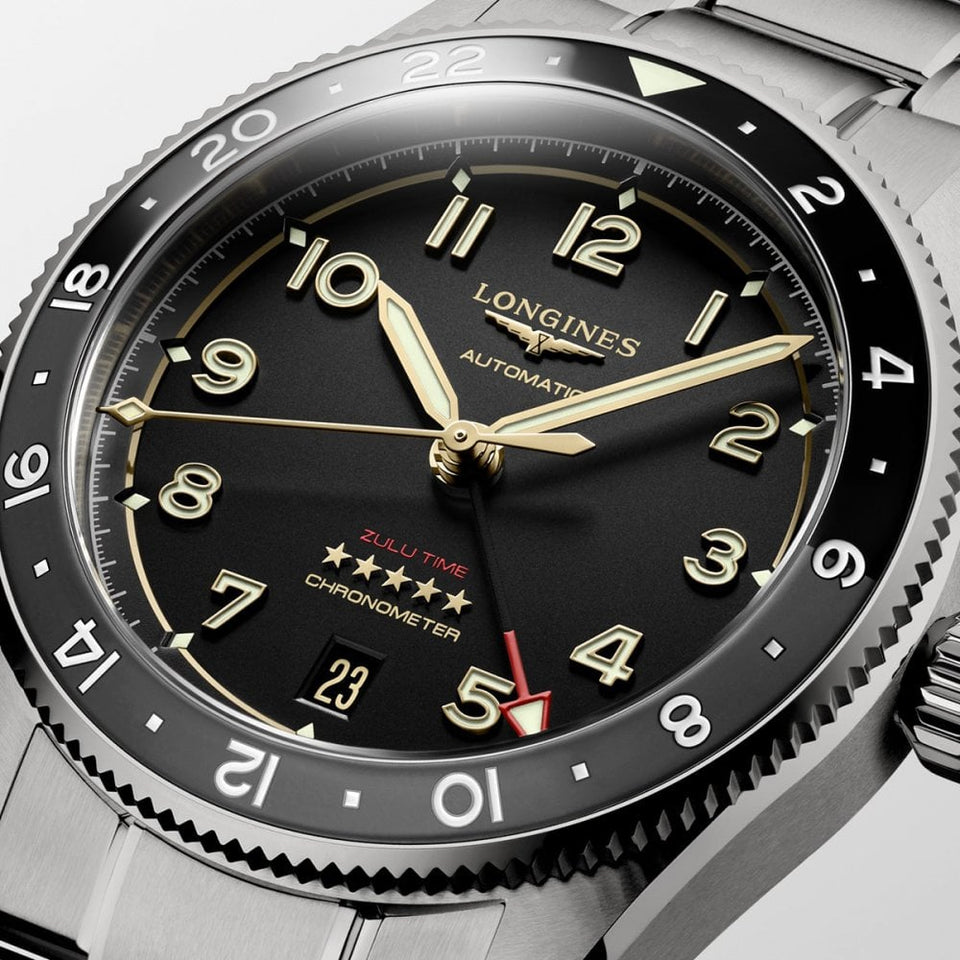 Longines Men's SPIRIT ZULU TIME 39mm Titanium GMT Watch