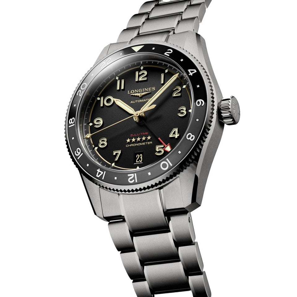 Longines Men's SPIRIT ZULU TIME 39mm Titanium GMT Watch