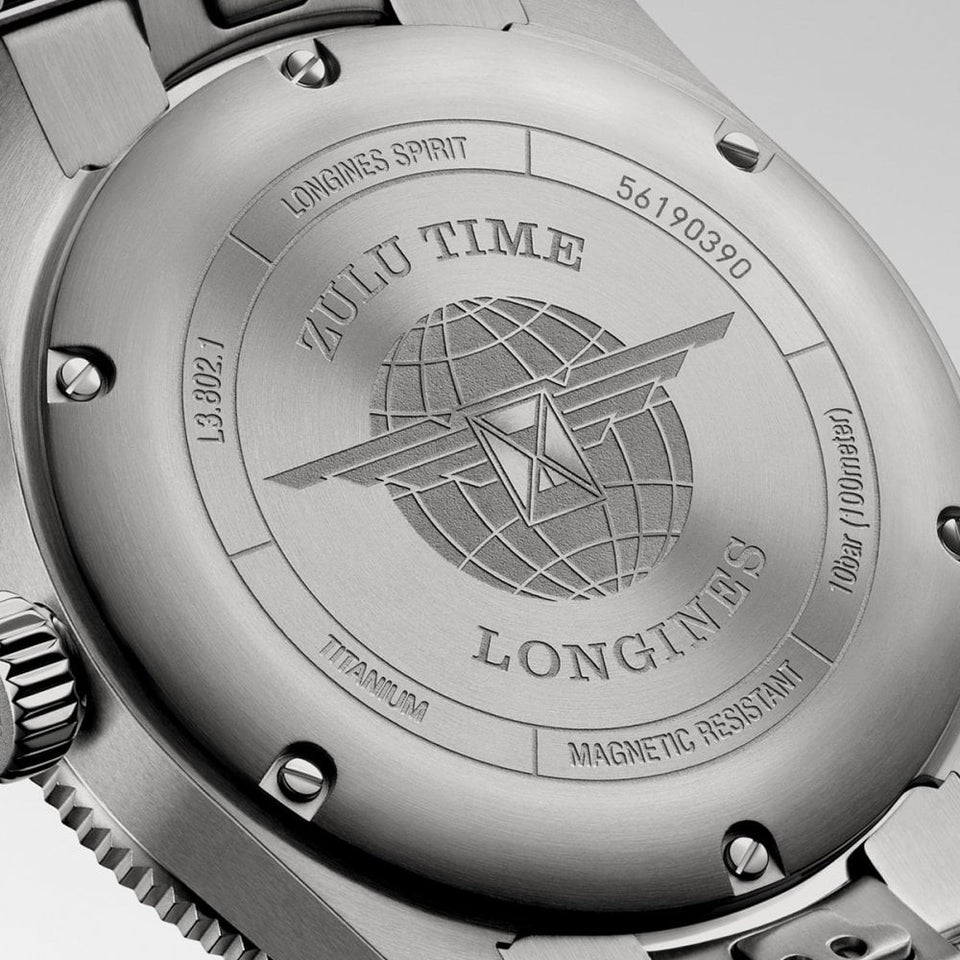 Longines Men's SPIRIT ZULU TIME 39mm Titanium GMT Watch