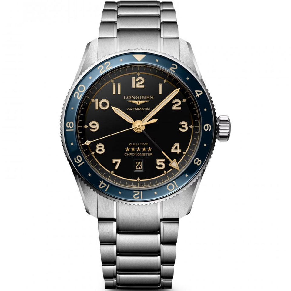 Longines Men's SPIRIT ZULU TIME 42mm Ceramic Bezel Watch