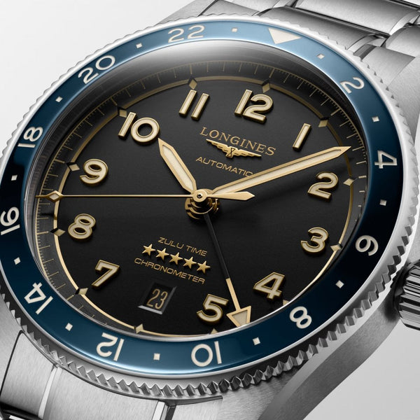 Longines Men's SPIRIT ZULU TIME 42mm Ceramic Bezel Watch