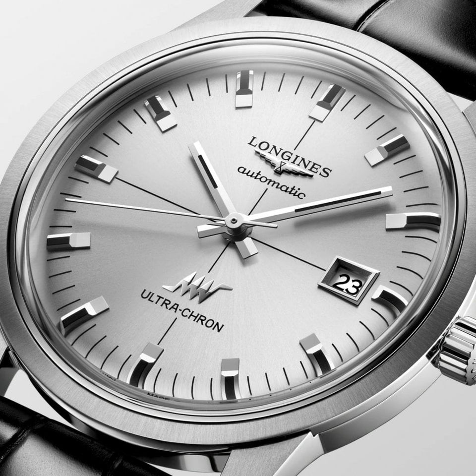 Longines Men's Ultra Chron Classic 40mm Black Alligator Strap Watch