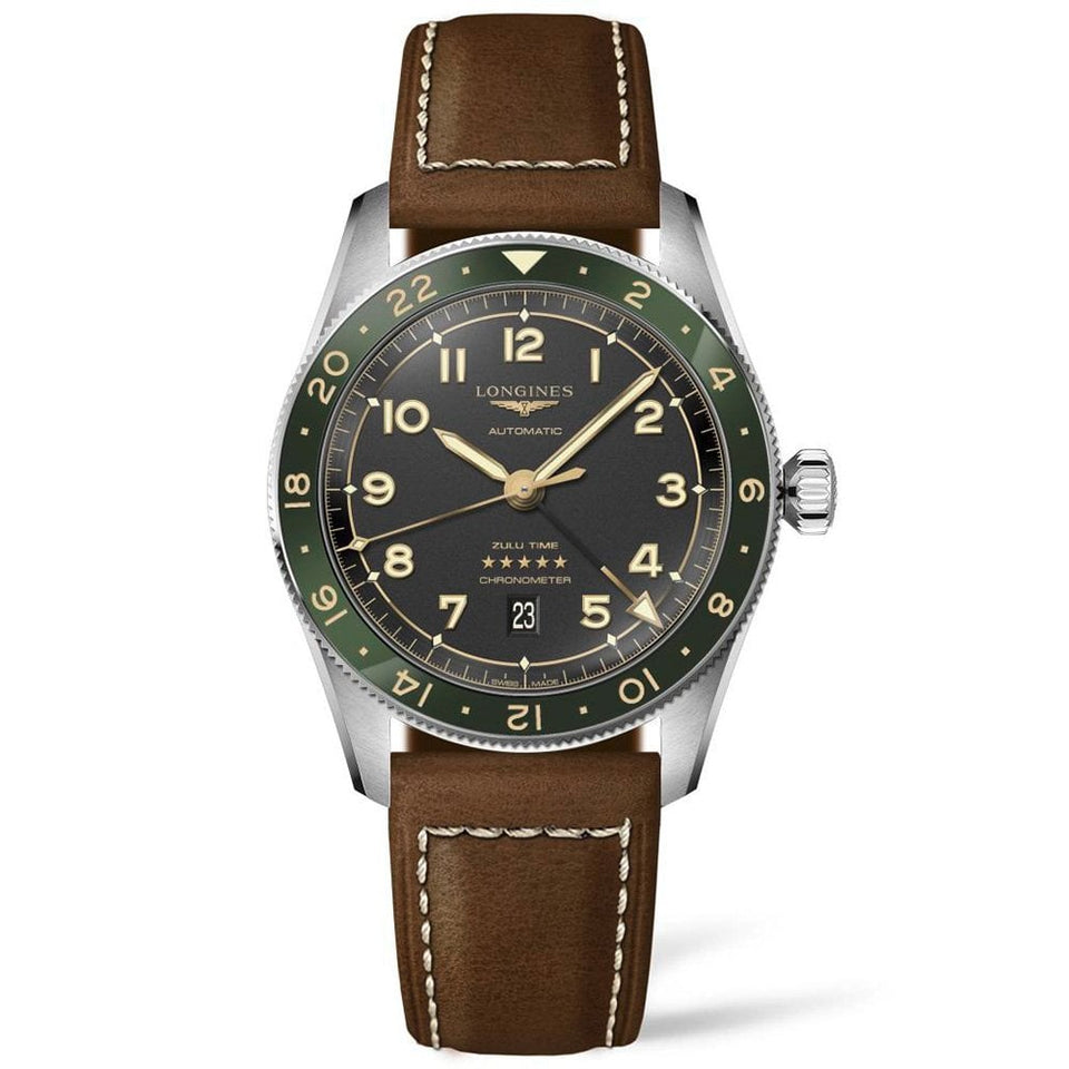 Longines SPIRIT ZULU TIME 42mm Men's GMT Watch | Anthracite Dial