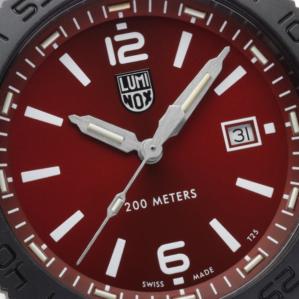 Luminox Men's Pacific Diver 44mm Red Dial Rubber Strap Watch